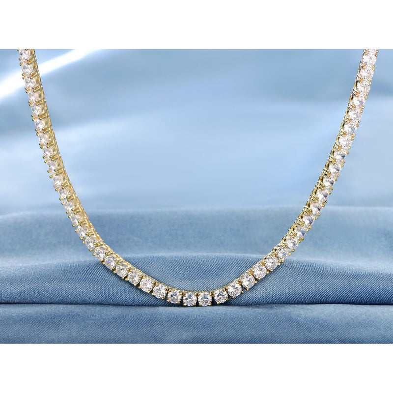 Gemsme 18K Yellow Gold Plated Tennis Necklace/Bracelet/Earrings/Band Ring Sets Pack of 4 (6#) - Image 5